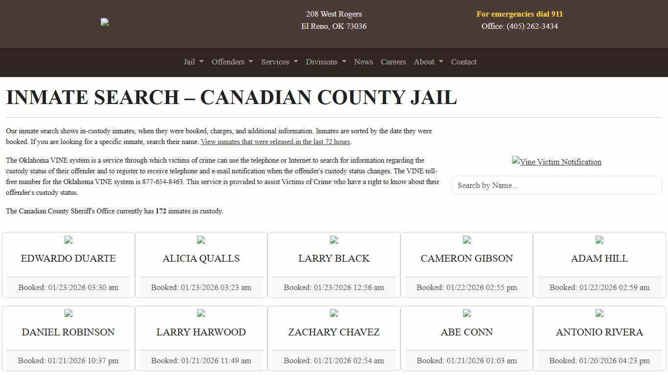 Inmate Search Canadian County Sheriff's Office