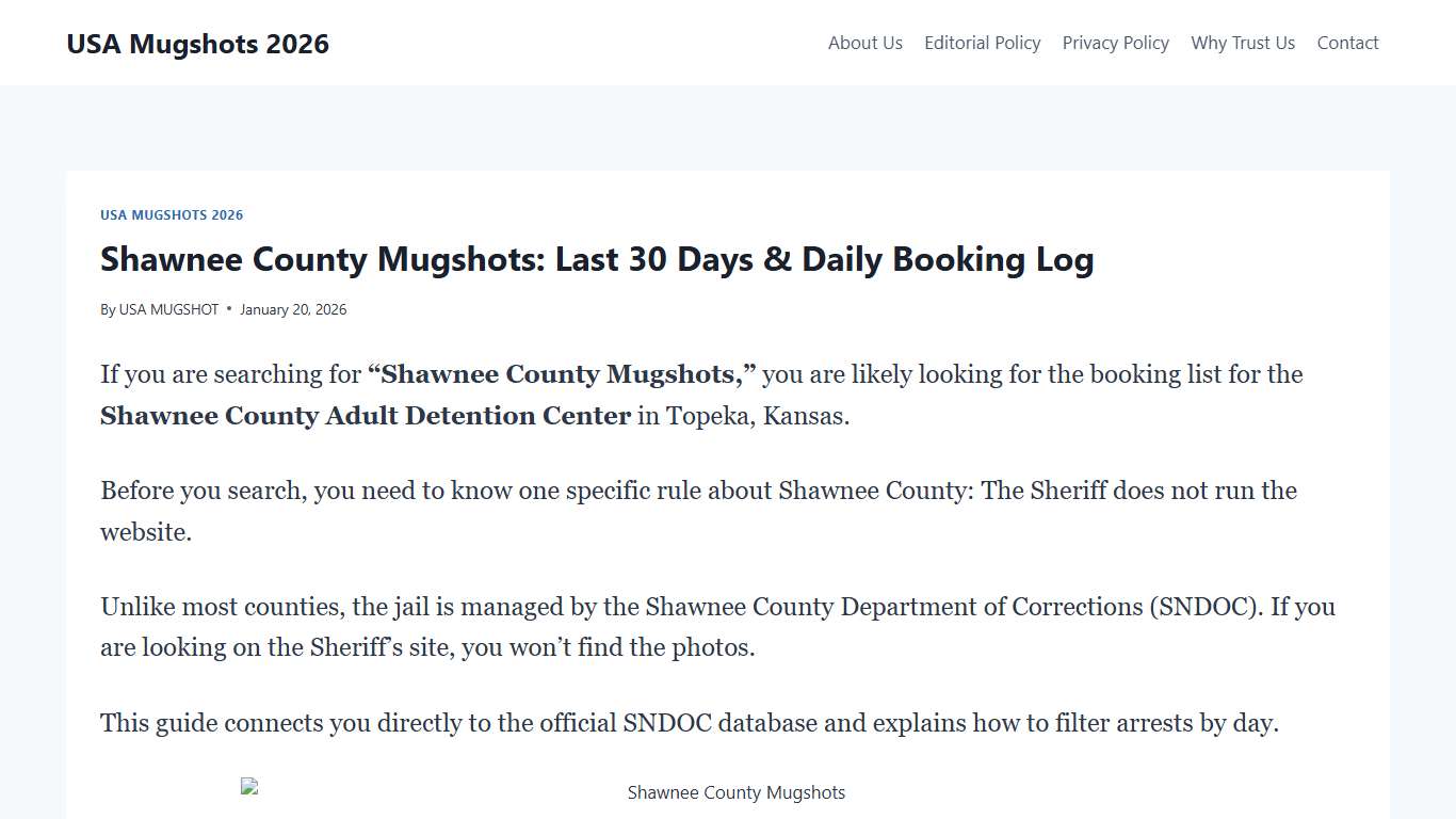 Shawnee County Mugshots: Last 30 Days & Daily Booking Log